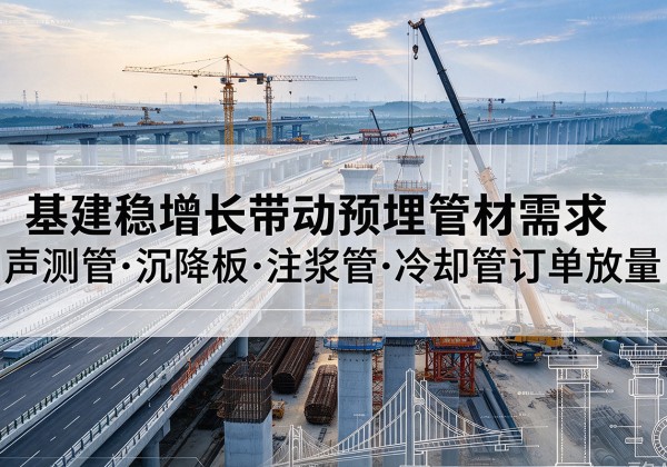 淄川基建稳增长带动预埋监测管材需求，声测管、沉降板、注浆管订单持续放量